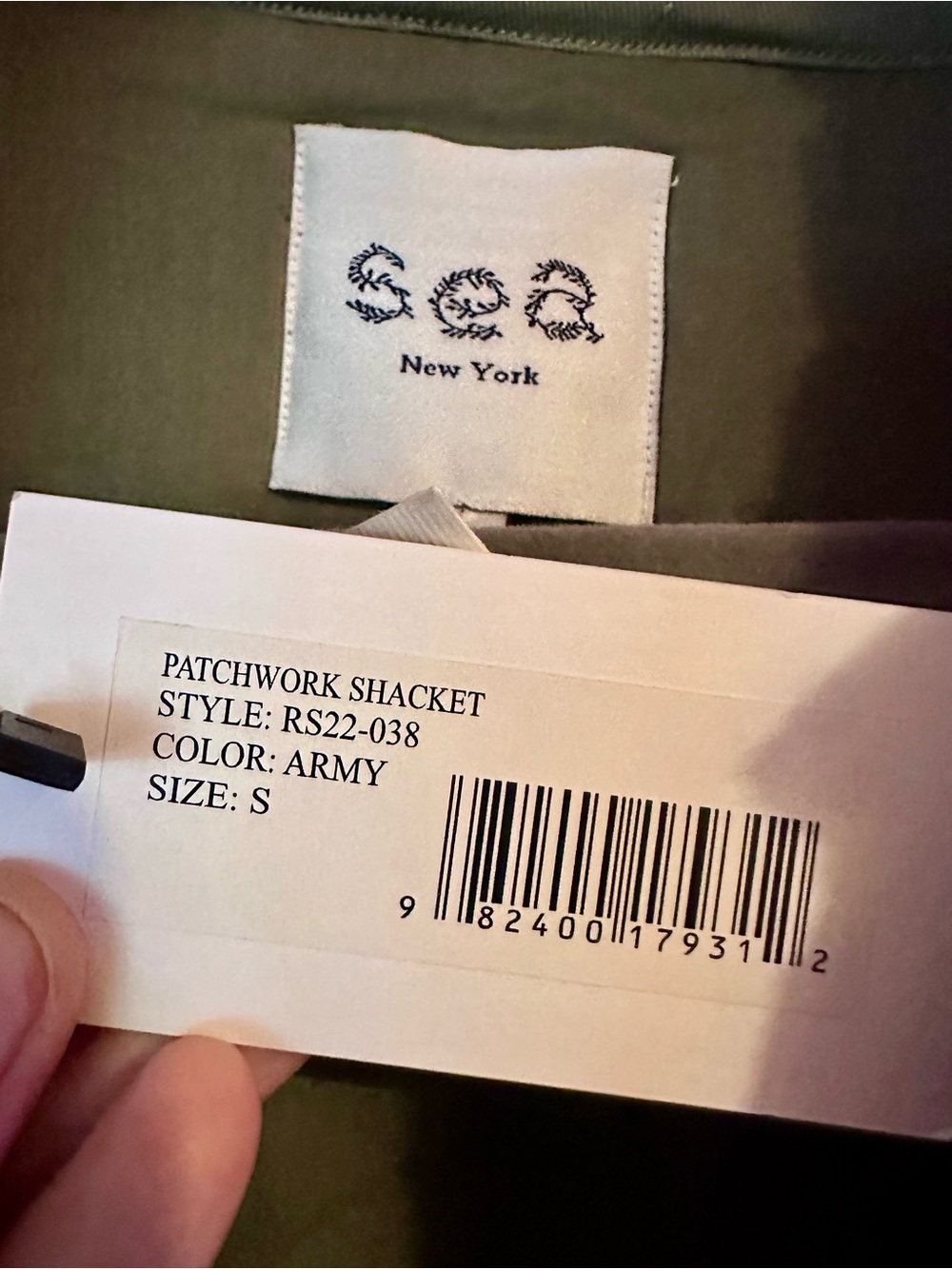 NWT SEA New York | Patchwork Shacket Army, size S - Picture 6 of 7